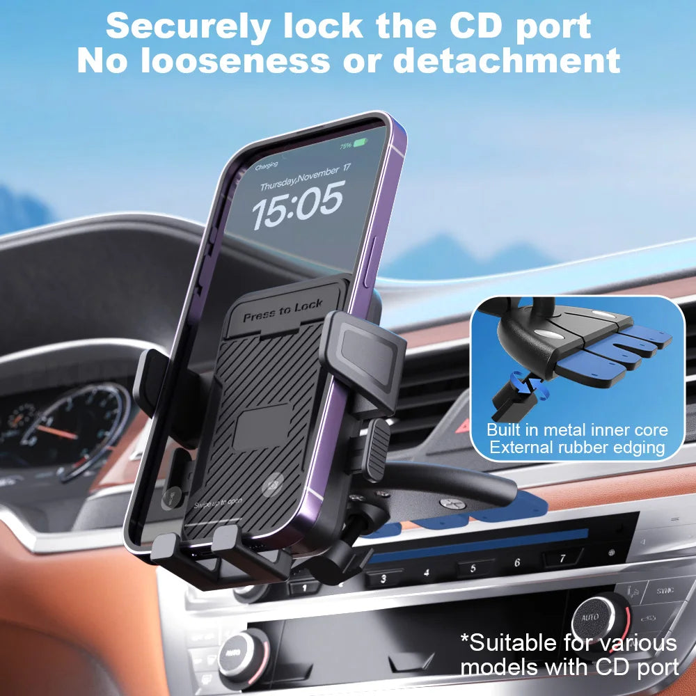 CD Slot Car Phone Mount Non Slip Grip