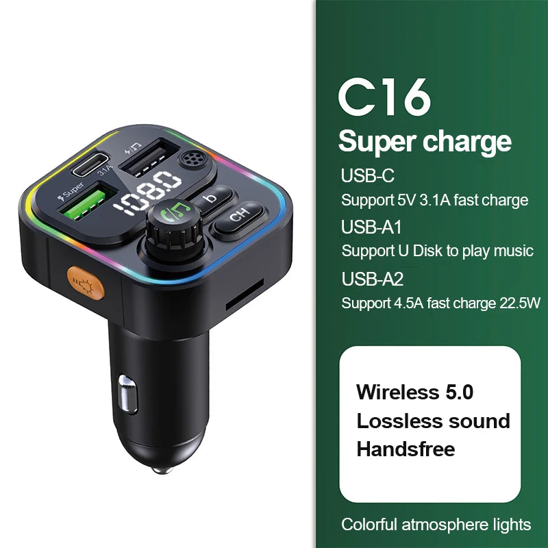 Bluetooth Transmitter Handsfre MP3 Player With Quick Charge Adapter for Car