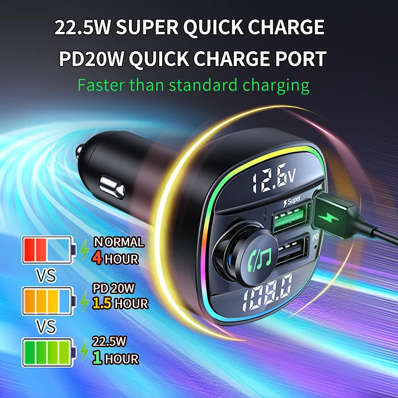Bluetooth Transmitter Handsfre MP3 Player With Quick Charge Adapter for Car