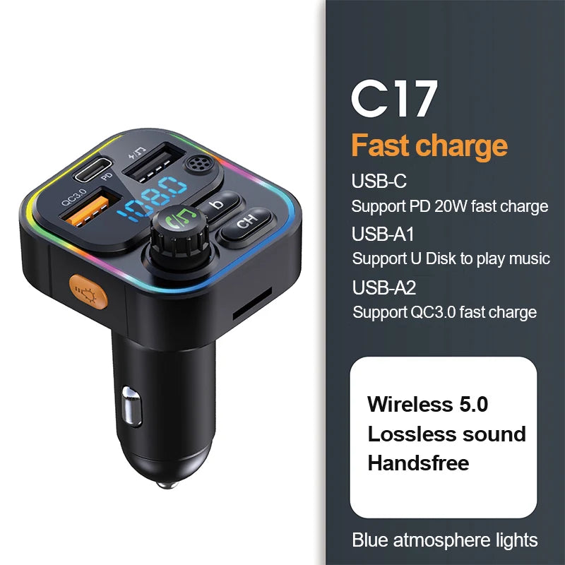 Bluetooth Transmitter Handsfre MP3 Player With Quick Charge Adapter for Car